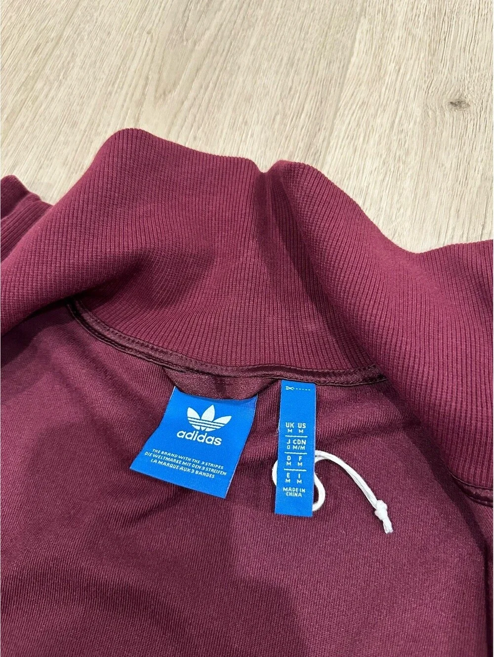 Retro Adidas Velour Tack Top Jacket Mens Medium Burgandy